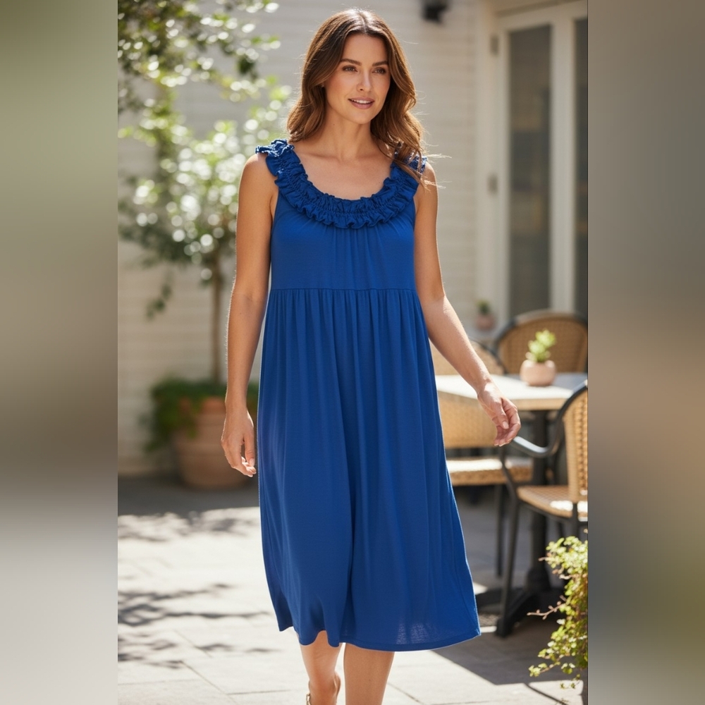 Signature Royal Blue Ruffled Dress